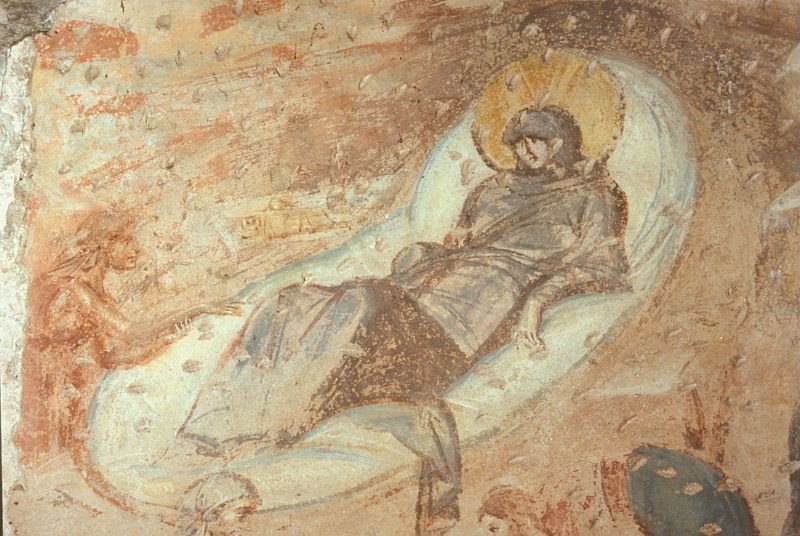 Castelseprio. Chiesa di S. Maria foris portas, particolare della Natività.