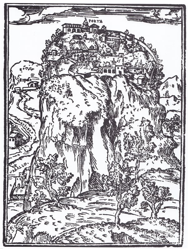  Xilografia con rappresentazione del Sacro Monte di Varallo, Francesco Sesalli,1566.